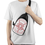 Red Satanic Pentagram Symbol Print Chest Bag