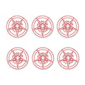 Red Satanic Pentagram Symbol Print Coaster Set