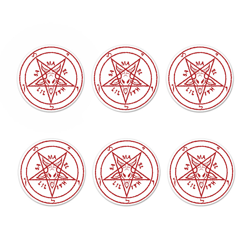 Red Satanic Pentagram Symbol Print Coaster Set