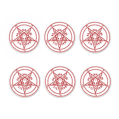 Red Satanic Pentagram Symbol Print Coaster Set