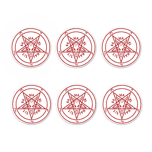 Red Satanic Pentagram Symbol Print Coaster Set