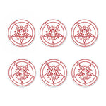Red Satanic Pentagram Symbol Print Coaster Set