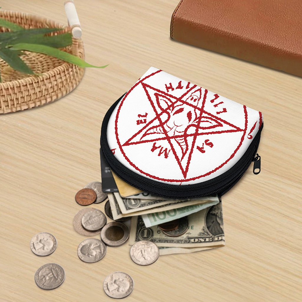 Red Satanic Pentagram Symbol Print Coin Purse