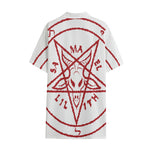 Red Satanic Pentagram Symbol Print Cotton Hawaiian Shirt