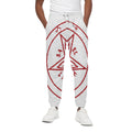 Red Satanic Pentagram Symbol Print Cotton Sweatpants