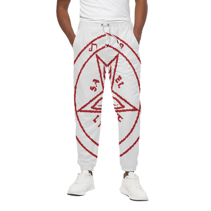 Red Satanic Pentagram Symbol Print Cotton Pants