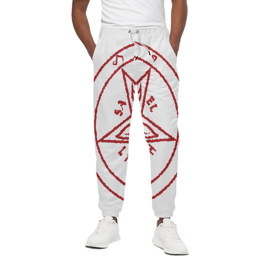 Red Satanic Pentagram Symbol Print Cotton Pants