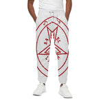 Red Satanic Pentagram Symbol Print Cotton Pants