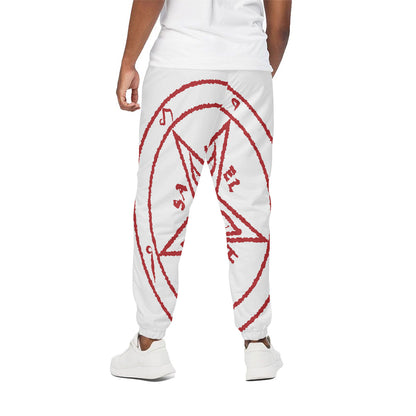 Red Satanic Pentagram Symbol Print Cotton Pants