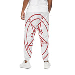 Red Satanic Pentagram Symbol Print Cotton Pants