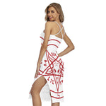 Red Satanic Pentagram Symbol Print Cross Back Cami Dress
