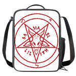 Red Satanic Pentagram Symbol Print Crossbody Lunch Bag