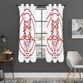 Red Satanic Pentagram Symbol Print Grommet Curtain Panels