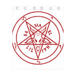 Red Satanic Pentagram Symbol Print Curtain