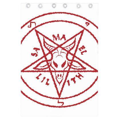 Red Satanic Pentagram Symbol Print Curtain