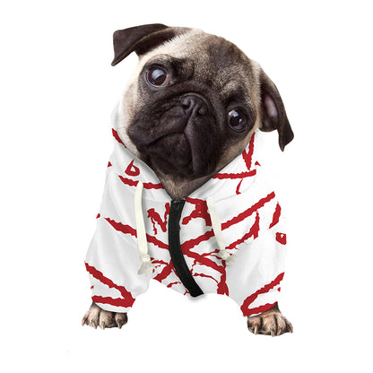 Red Satanic Pentagram Symbol Print Dog Zip Up Hoodie