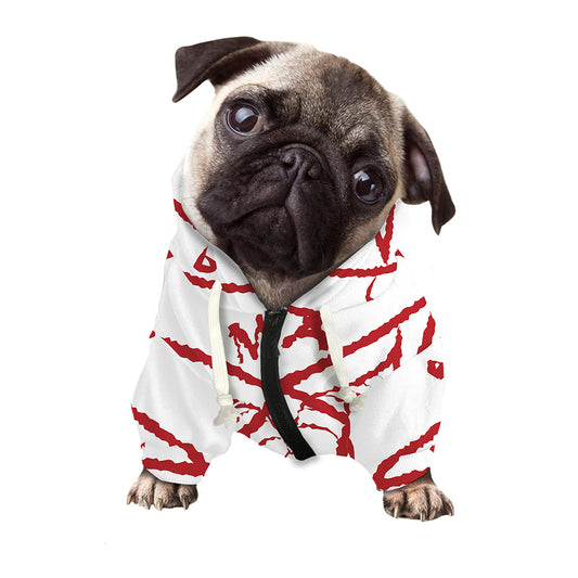 Red Satanic Pentagram Symbol Print Dog Zip Up Hoodie