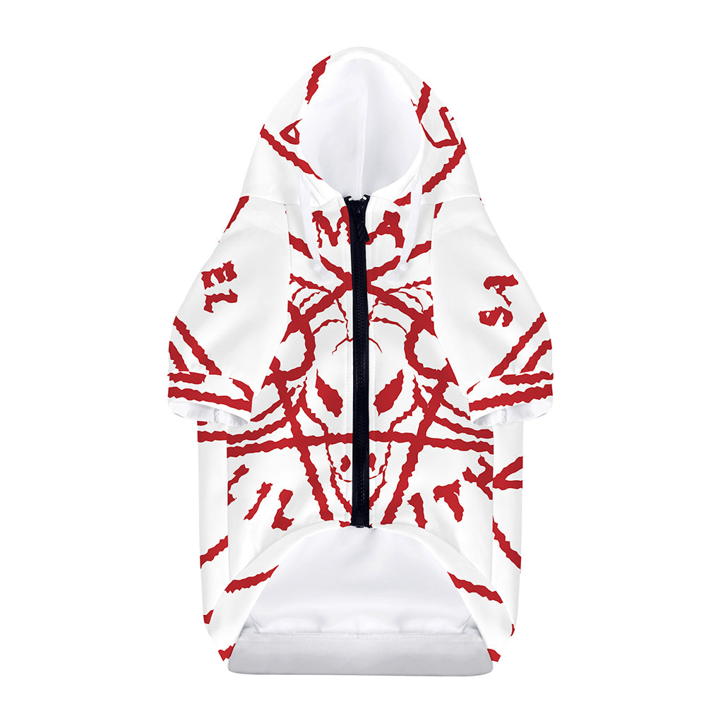 Red Satanic Pentagram Symbol Print Dog Zip Up Hoodie