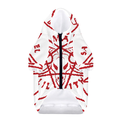 Red Satanic Pentagram Symbol Print Dog Zip Up Hoodie
