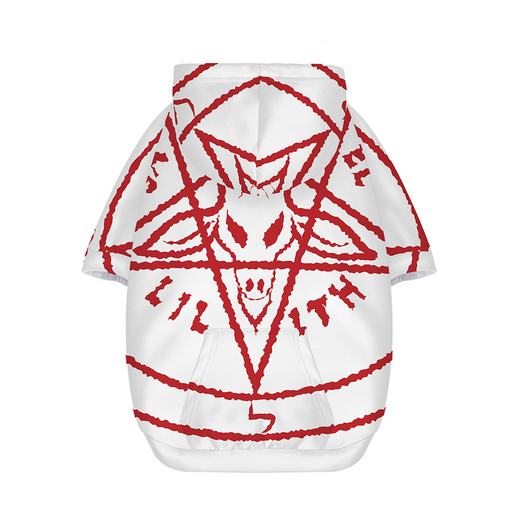 Red Satanic Pentagram Symbol Print Dog Zip Up Hoodie