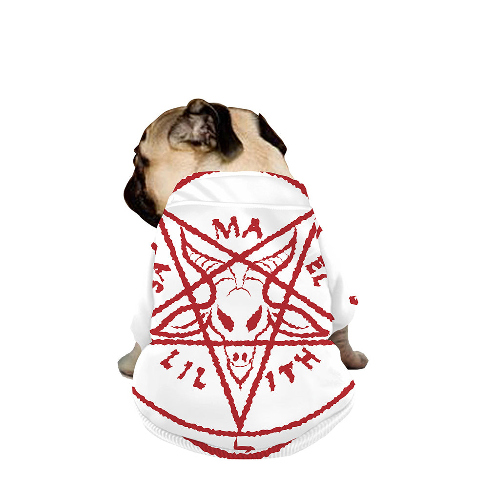 Red Satanic Pentagram Symbol Print Dog Zip Up Jacket