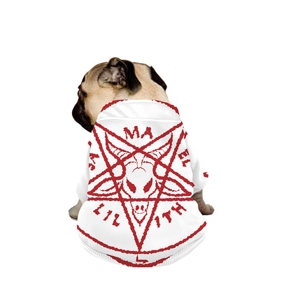 Red Satanic Pentagram Symbol Print Dog Zip Up Jacket