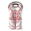 Red Satanic Pentagram Symbol Print Double Neoprene Wine Tote
