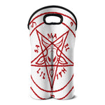 Red Satanic Pentagram Symbol Print Double Neoprene Wine Tote
