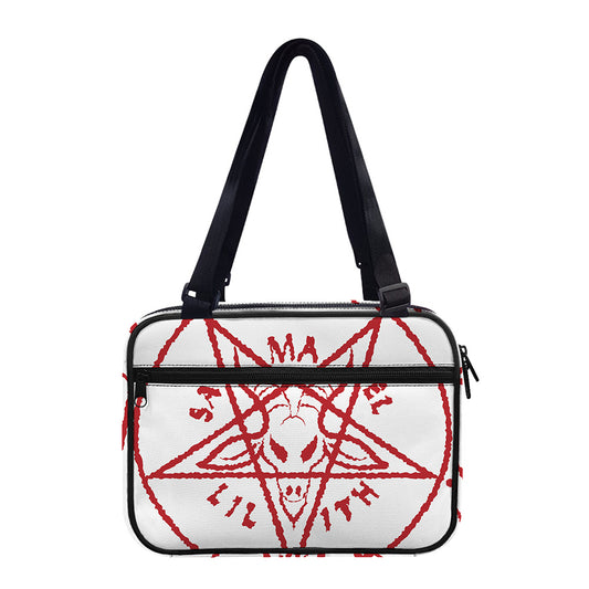 Red Satanic Pentagram Symbol Print Double Strap Bible Bag
