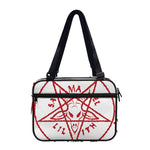 Red Satanic Pentagram Symbol Print Double Strap Bible Bag