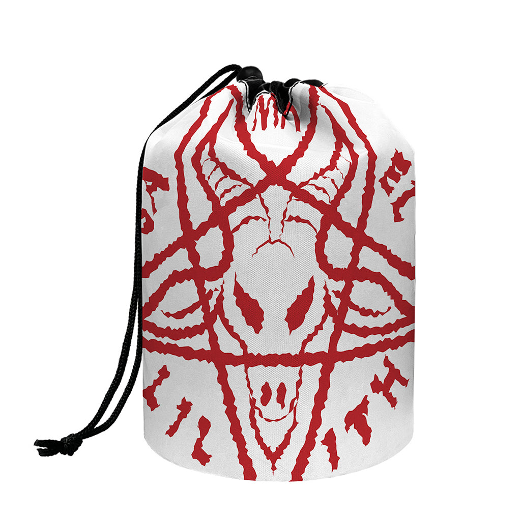 Red Satanic Pentagram Symbol Print Drawstring Makeup Bag