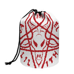 Red Satanic Pentagram Symbol Print Drawstring Makeup Bag