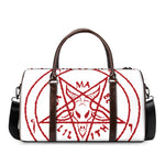 Red Satanic Pentagram Symbol Print Duffle Bag
