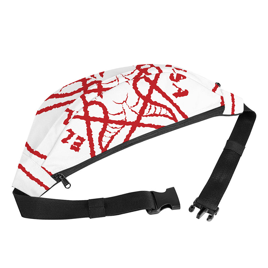 Red Satanic Pentagram Symbol Print Fanny Pack