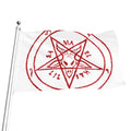 Red Satanic Pentagram Symbol Print Flag