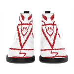 Red Satanic Pentagram Symbol Print Flat Ankle Boots