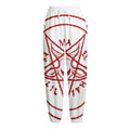 Red Satanic Pentagram Symbol Print Fleece Lined Knit Pants