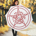 Red Satanic Pentagram Symbol Print Foldable Umbrella