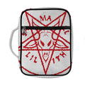 Red Satanic Pentagram Symbol Print Front Pocket Bible Bag
