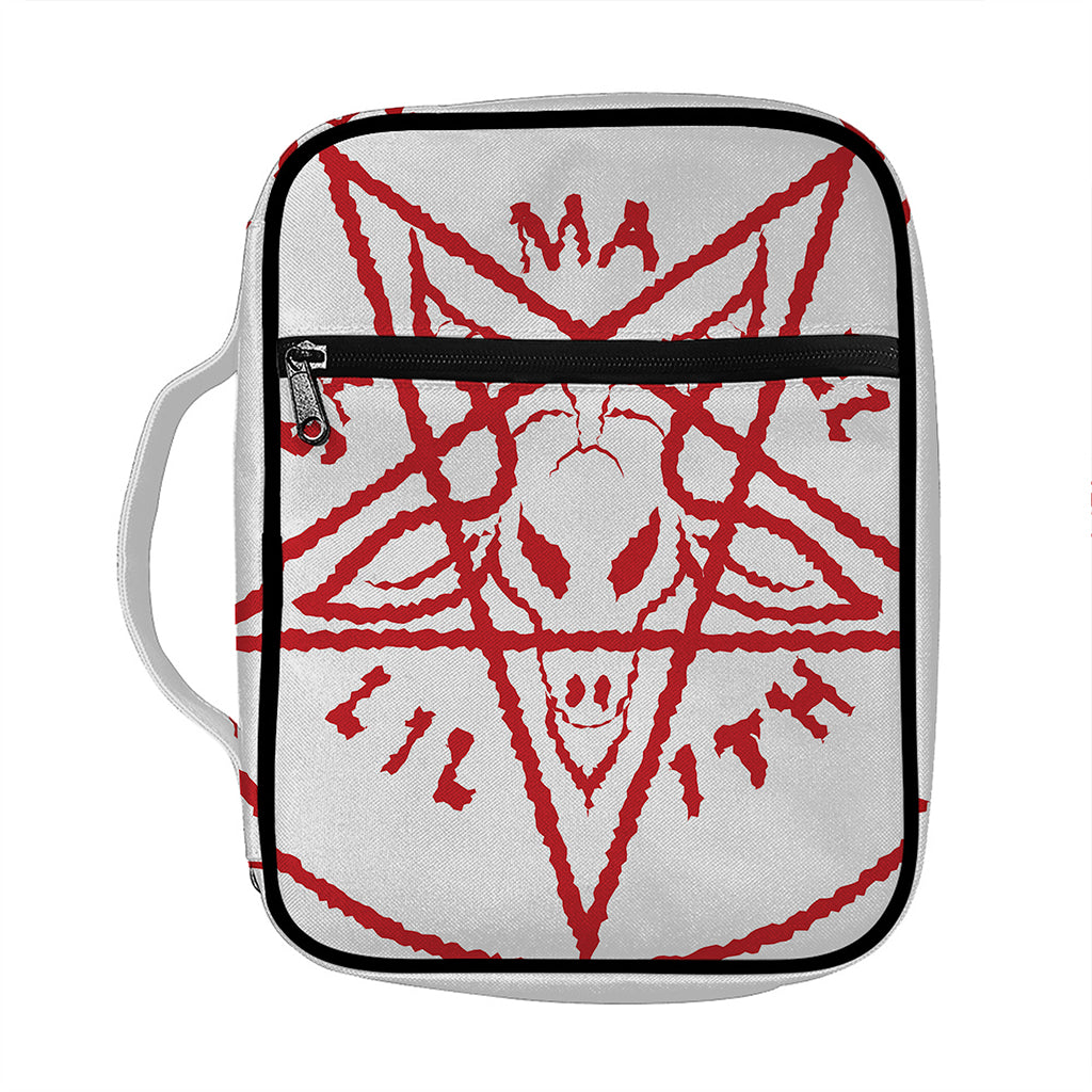 Red Satanic Pentagram Symbol Print Front Pocket Bible Bag