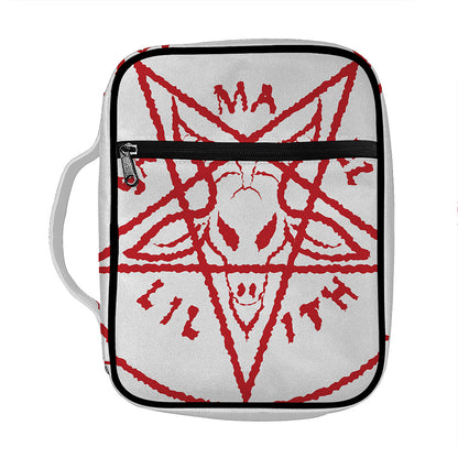 Red Satanic Pentagram Symbol Print Front Pocket Bible Bag