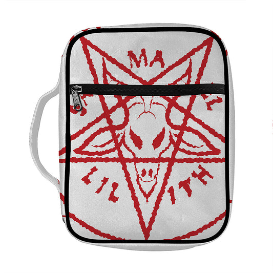 Red Satanic Pentagram Symbol Print Front Pocket Bible Bag
