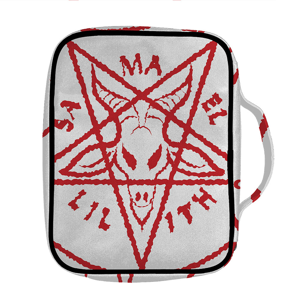 Red Satanic Pentagram Symbol Print Front Pocket Bible Bag