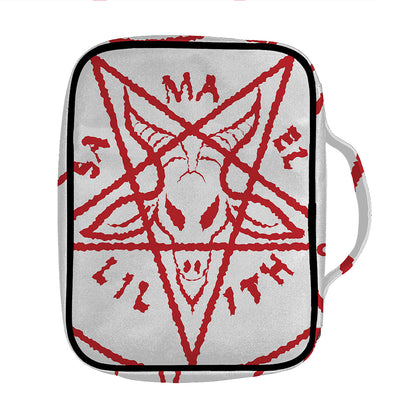 Red Satanic Pentagram Symbol Print Front Pocket Bible Bag