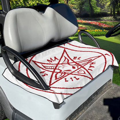 Red Satanic Pentagram Symbol Print Golf Cart Seat Cover