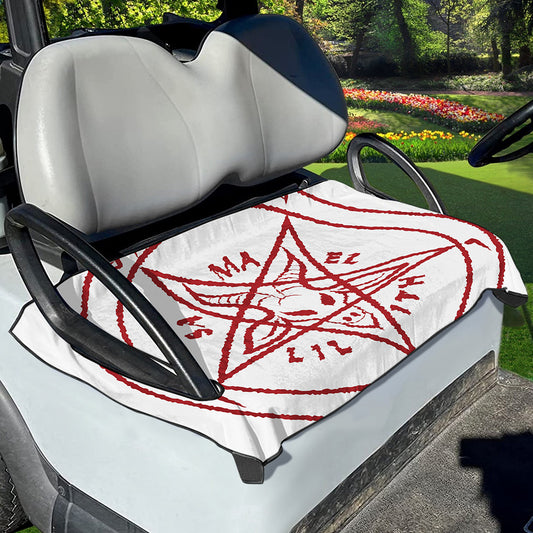 Red Satanic Pentagram Symbol Print Golf Cart Seat Cover