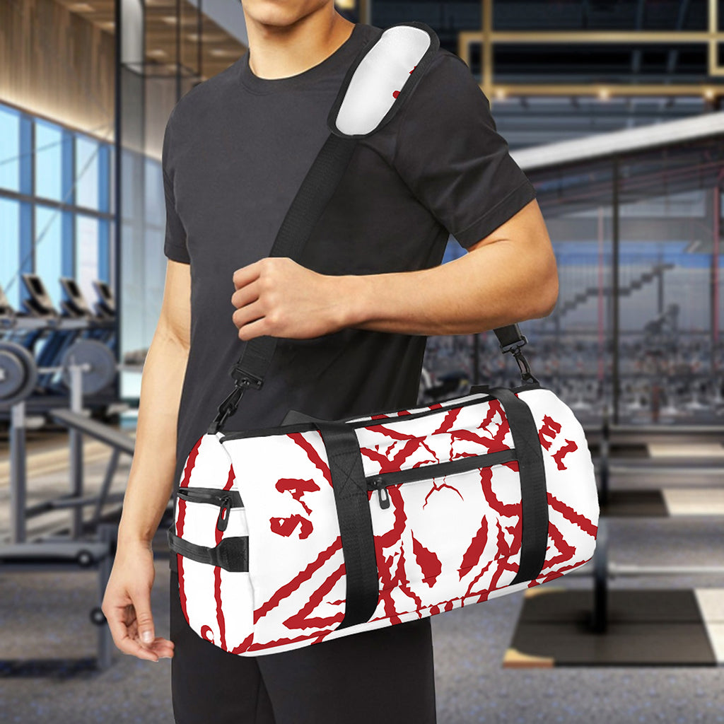 Red Satanic Pentagram Symbol Print Gym Bag