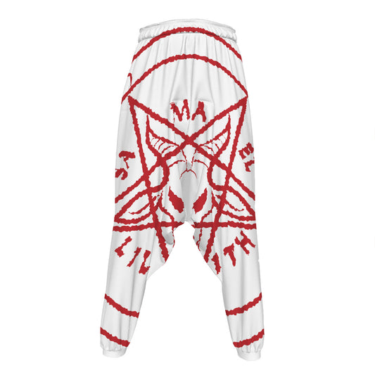 Red Satanic Pentagram Symbol Print Hammer Pants