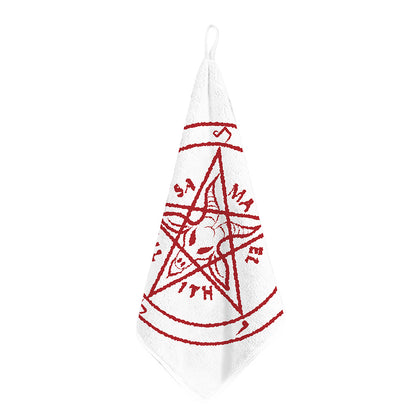 Red Satanic Pentagram Symbol Print Hand Towel