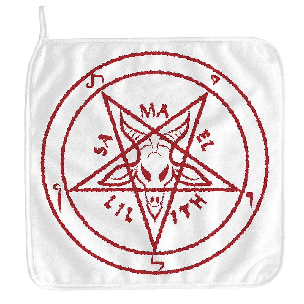 Red Satanic Pentagram Symbol Print Hand Towel